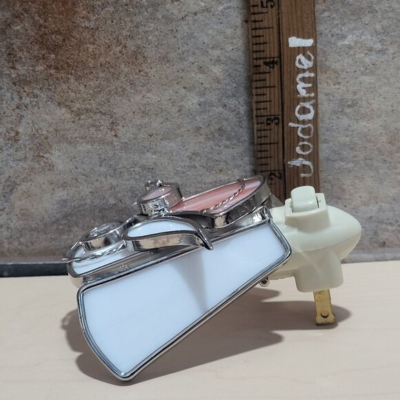 Stained Glass Angel Plug In Nightlight Pink White Silver Plate Finish - Picture 8 of 14